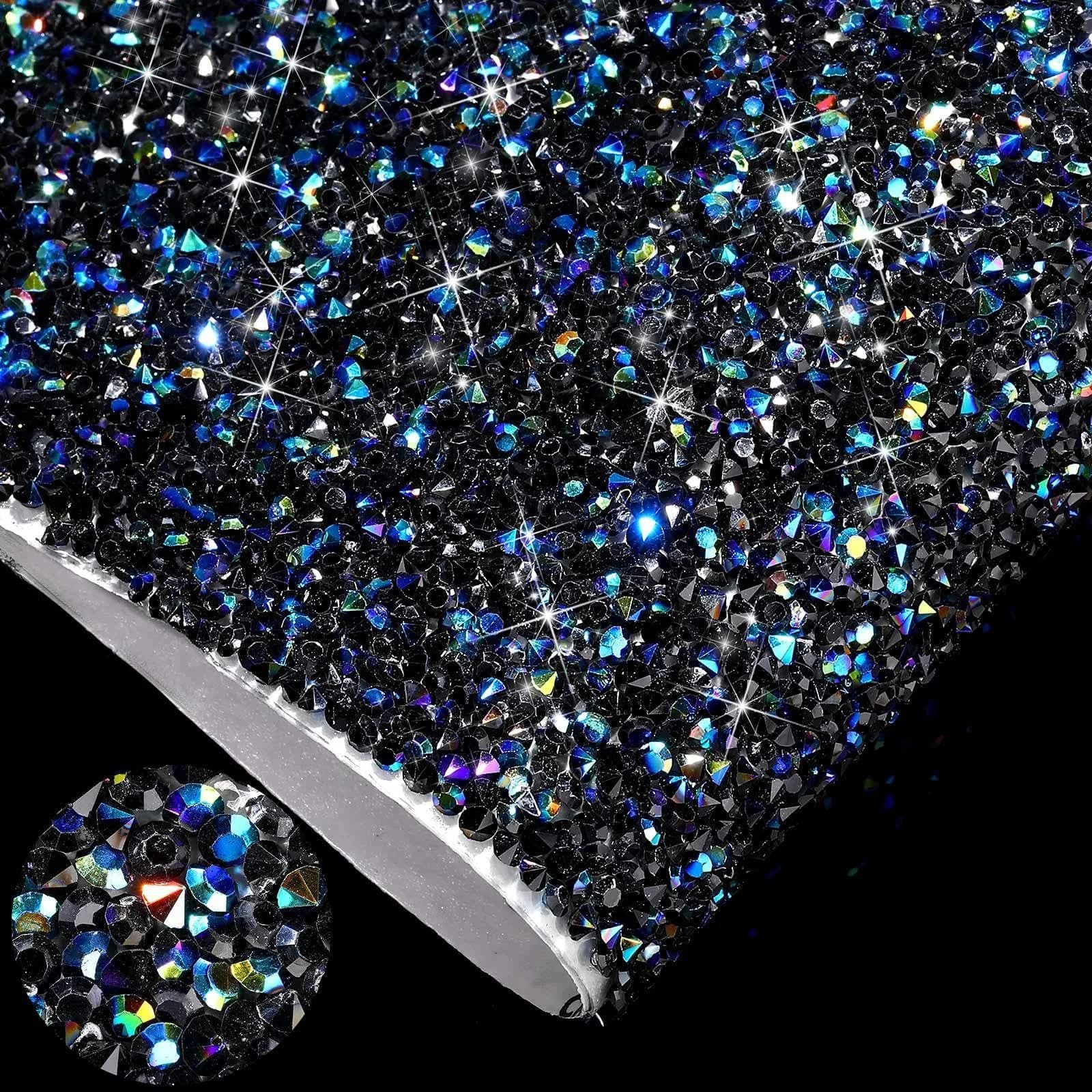 WILLBOND Black Sticker Decal 24 x 20 cm | DIY Resin Rhinestone Sheet for Car & Clothing - main product image