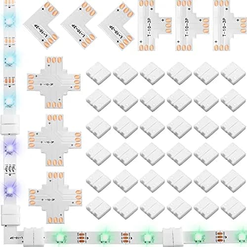 Honoson 48 Pcs 3 Pin Connectors Compatible with Ws2811 Ws2812b Sk6812 | No Soldering LED Strip Connectors, 10mm Interface thumbnail 1