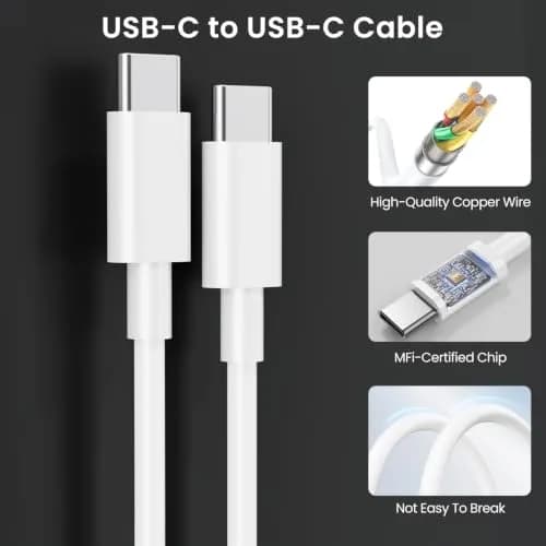 Aevonz 20W USB C Fast Charger & 6.6FT Cable | Charges iPad Pro in 1.3 Hours thumbnail 5