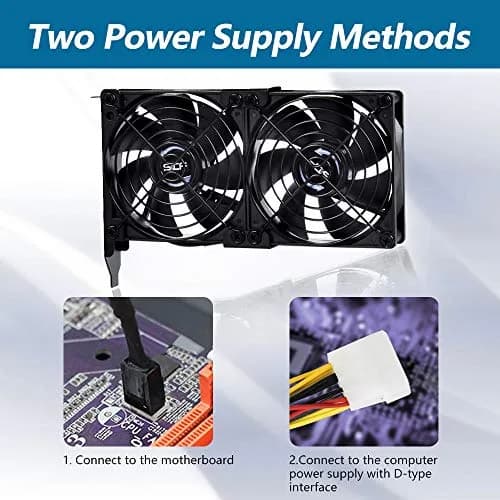 SCCCF Dual 92mm Graphic Card Fans | PCI Slot GPU Cooler, 65,000H Ball Bearing, Multi-Voltage, Universal Fit thumbnail 4