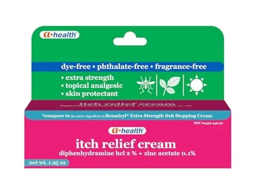 A+Health Itch Relief Cream Extra Strength Diphenhydramine HCl 1.25 Oz | Fast Relief for Itching & Skin Irritations thumbnail 1