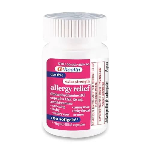 A+Health Dye Free Allergy Relief Diphenhydramine 50mg Softgels 100 Count | Dyes-Free Allergy Relief for Adults thumbnail 5