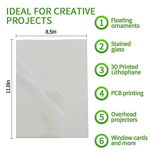 UOKHO Inkjet Transparency Film 60 Sheets | 100% Clear Acetate Sheets for Crafts thumbnail 3