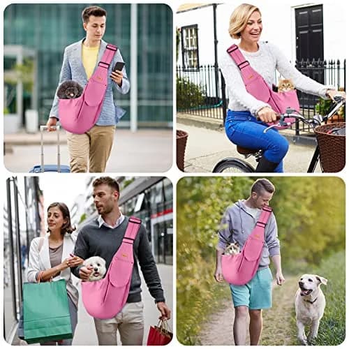 Cuby Dog and Cat Sling Carrier Pink Classic | Hands Free Reversible Pet Papoose Bag (13"L x 8"W x 2.9"H, Small) thumbnail 5
