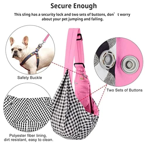Cuby Dog and Cat Sling Carrier Pink Classic | Hands Free Reversible Pet Papoose Bag (13"L x 8"W x 2.9"H, Small) thumbnail 2