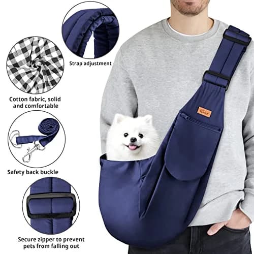 Cuby Dog and Cat Sling Carrier - Reversible Pet Papoose Bag, Adjustable, Suitable for Small Dogs & Cats, 13"L x 8"W x 2.9"H | Soft Cotton thumbnail 3