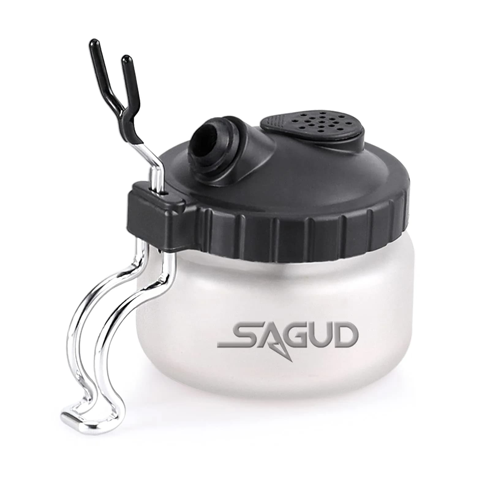 SAGUD Airbrush Cleaning Pot with Holder 10.6cm (4 inches) | Gravity Feed & Side Feed Airbrush Compatible - main product image