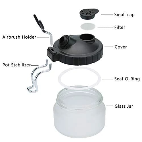 SAGUD Airbrush Cleaning Pot with Holder 10.6cm (4 inches) | Gravity Feed & Side Feed Airbrush Compatible thumbnail 4