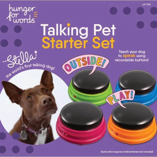 Hunger for Words Talking Pet Starter Set - Dog Buttons for Communication, 4 Recordable Buttons | Developed by Speech Therapist Christina Hunger thumbnail 3