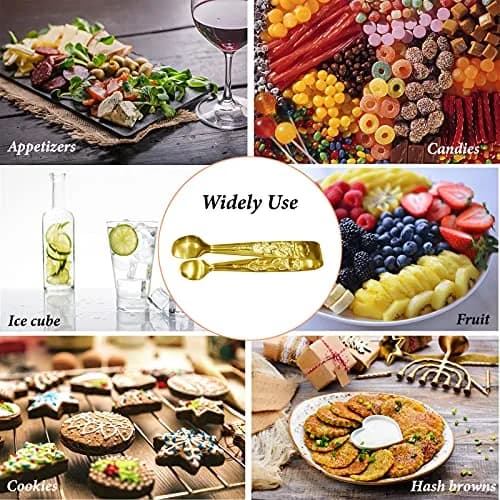 Sunenlyst Gold 3-Piece Mini Serving Tongs | 10.5 cm (4.13 Inch) Stainless Steel Appetizer Tongs thumbnail 7