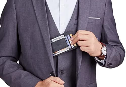 Toughergun Minimalist Wallet for Men with Magnetic Money Clip Leather Slim Wallet, Credit Card Holder RFID Blocking Front Pocket Holds Cash and Cards (Deep Grey) thumbnail 3