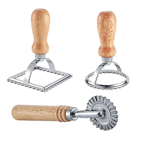 HSP-HSWITI Ravioli Maker Stamp Cutter Set with Wooden Handles | Aluminum & Wood, 3-Piece thumbnail 1