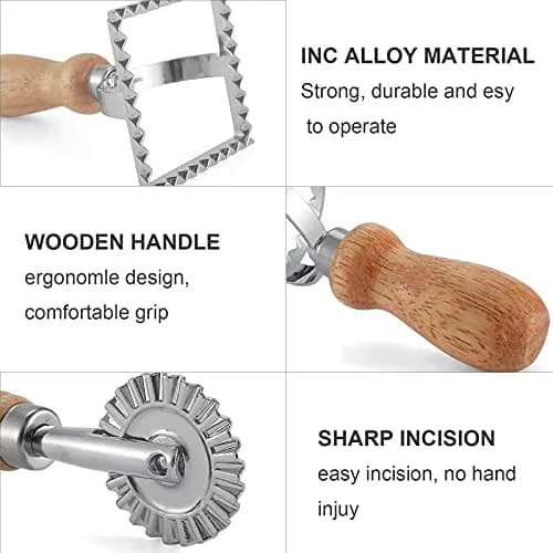 HSP-HSWITI Ravioli Maker Stamp Cutter Set with Wooden Handles | Aluminum & Wood, 3-Piece thumbnail 4