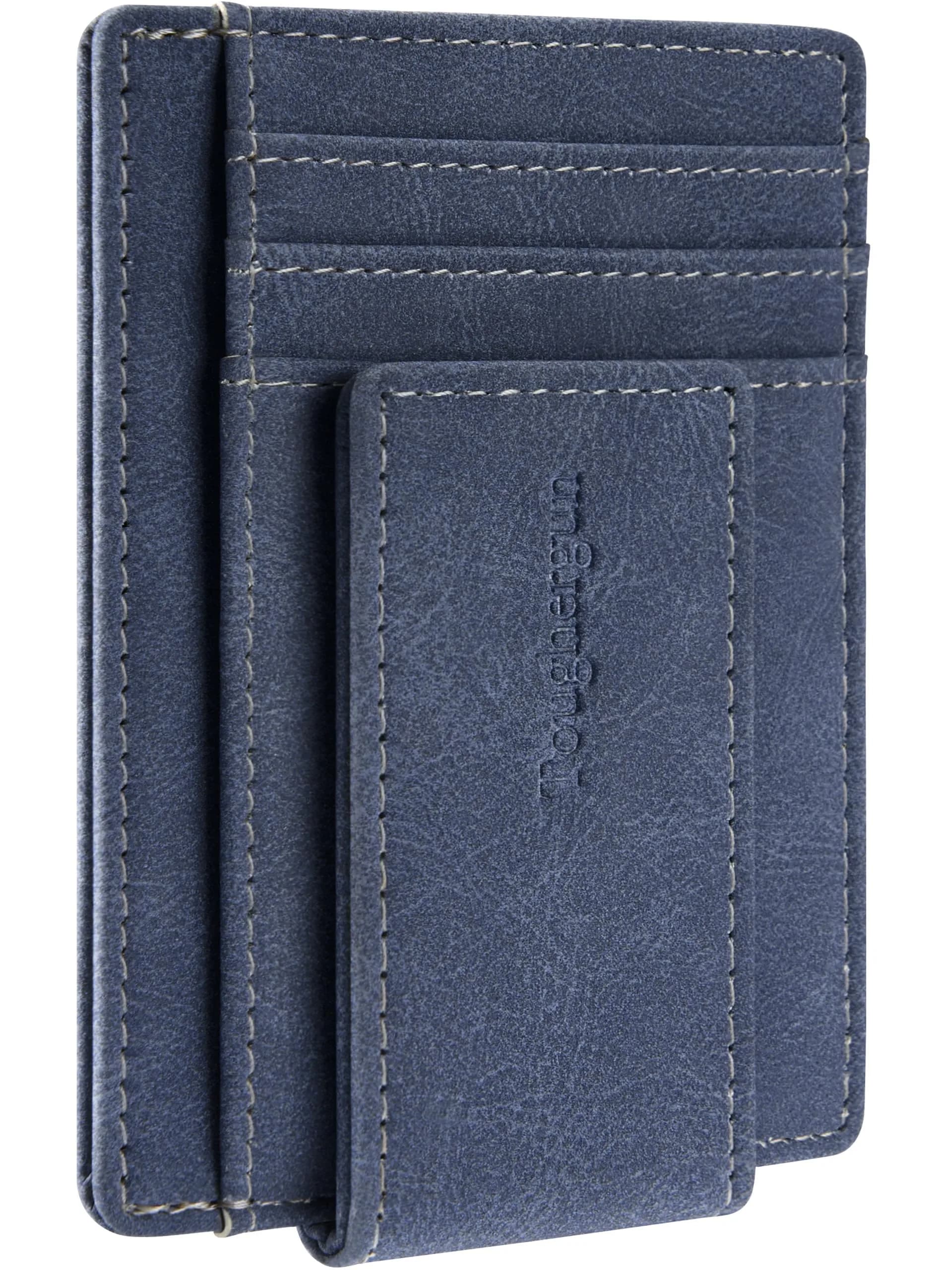 Toughergun Slim Wallet RFID Blocking Money Clip Navy Blue | Minimalist Front Pocket Credit Card Holder