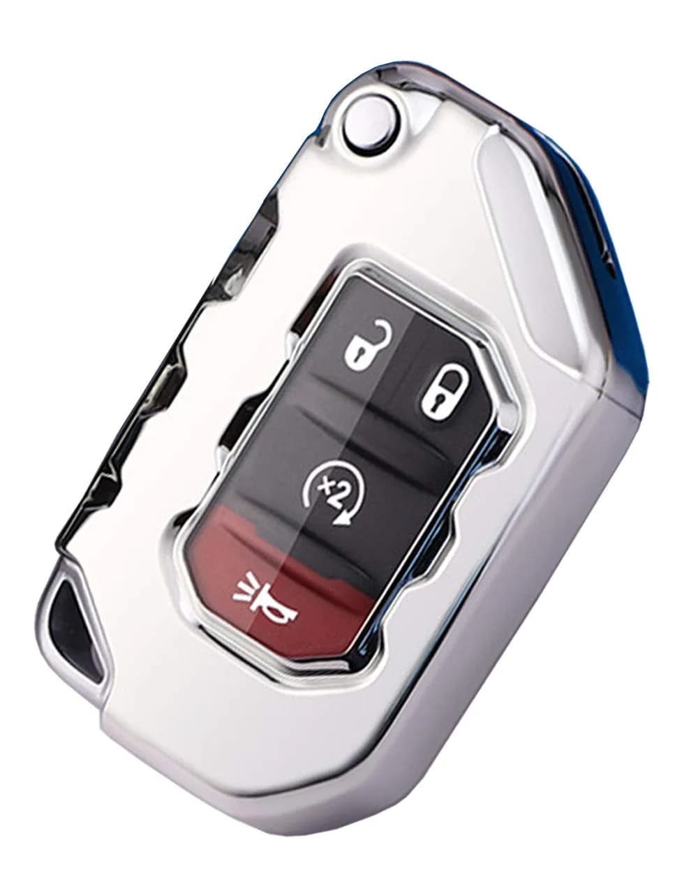 Horande Soft TPU Protector Key Fob Cover fit for Jeep Gladiator JL JLU Rubicon (Red) | Snug Fit & Durable — Silver