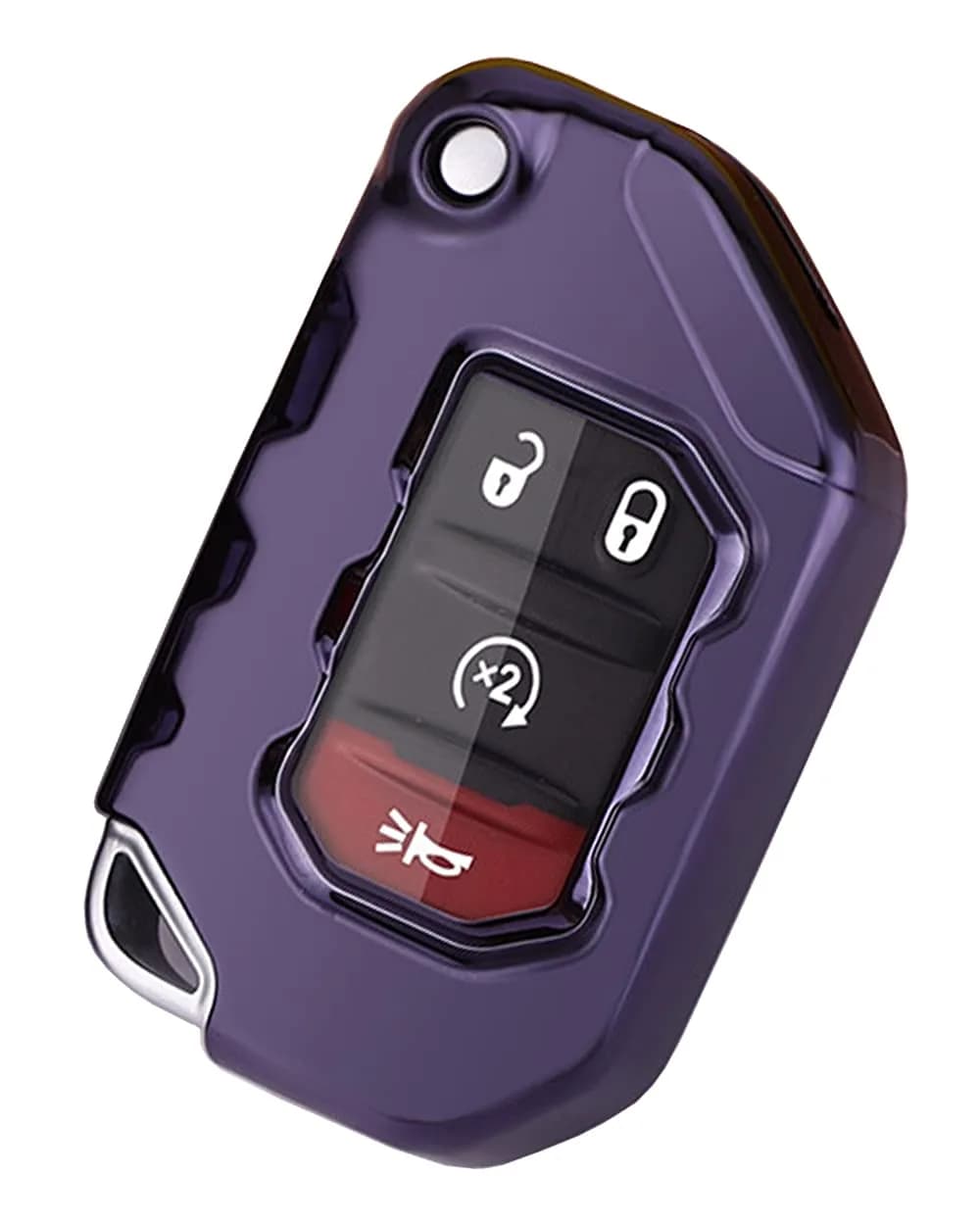 Horande Soft TPU Protector Key Fob Cover fit for Jeep Gladiator JL JLU Rubicon (Red) | Snug Fit & Durable — Purple