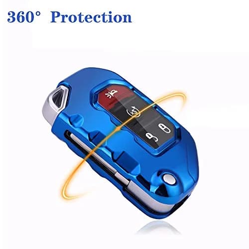 Horande Soft TPU Key Fob Cover Case for Jeep Wrangler JL JLU Gladiator JT Rubicon - Blue | Protects Keyless Entry Fob thumbnail 4