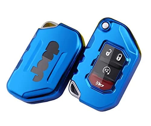 Horande Soft TPU Key Fob Cover Case for Jeep Wrangler JL JLU Gladiator JT Rubicon - Blue | Protects Keyless Entry Fob thumbnail 2