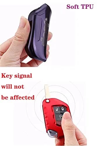 Horande Soft TPU Key Fob Cover Case for Jeep Wrangler JL JLU Gladiator JT Rubicon - Blue | Protects Keyless Entry Fob thumbnail 3