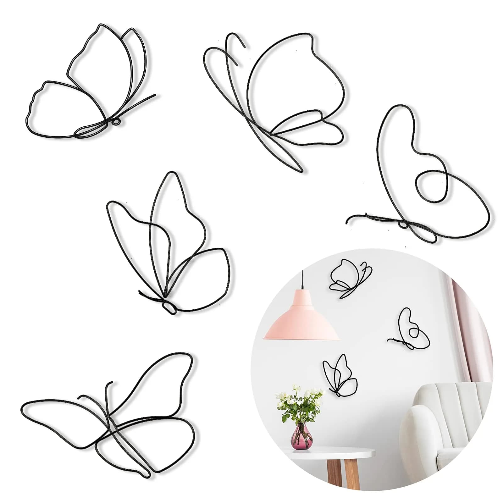 Hotop Butterfly Wall Art Set of 5 | Metal Decor for Indoor & Outdoor Spaces - main product image