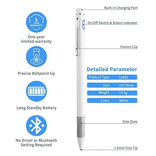 Minilabo Stylus for Lenovo Chromebook Duet 3/5/11 | Ultra Fine Tip Active Digital Pen, White thumbnail 2