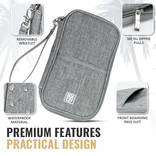 BOACAY RFID Blocking Travel Document Organizer with Wristlet, Family Passport Holder & Wallet - Quartz Gray thumbnail 4
