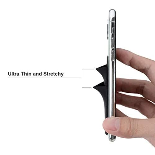 Hoblaze Stretchy Phone Wallet Card Holder with Finger Strap - Black 2-in-1 | Holds 5-8 Cards thumbnail 4