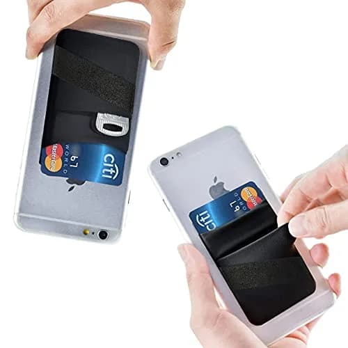 Hoblaze Stretchy Phone Wallet Card Holder with Finger Strap - Black 2-in-1 | Holds 5-8 Cards thumbnail 9