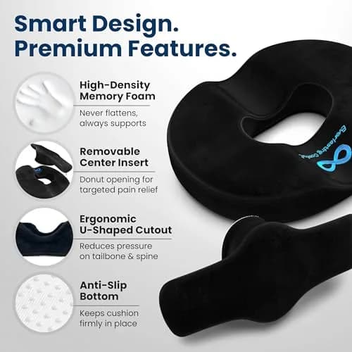 Everlasting Comfort Donut Pillow for Tailbone Pain Relief 33cm (13in) | Ergonomic Seat Cushion for Coccyx Pain thumbnail 4