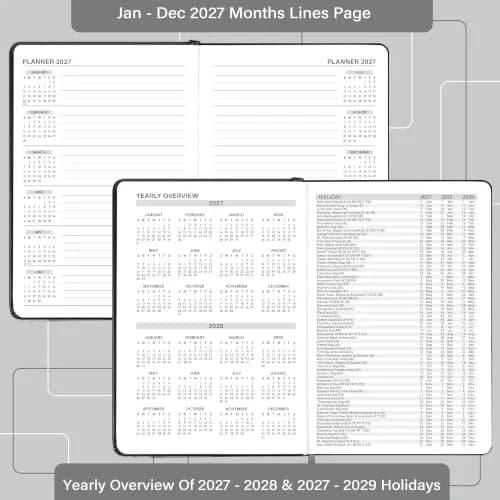 Feteulo 2027 Appointment Book & Planner - Jan-Dec 2027 | Daily Hourly Schedule, Faux Leather Cover, Premium Paper, Pen Holder, Inner Pocket thumbnail 5