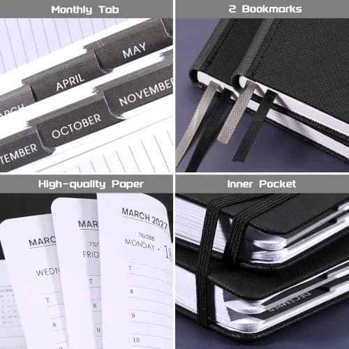 Feteulo 2027 Appointment Book & Planner - Jan-Dec 2027 | Daily Hourly Schedule, Faux Leather Cover, Premium Paper, Pen Holder, Inner Pocket thumbnail 6