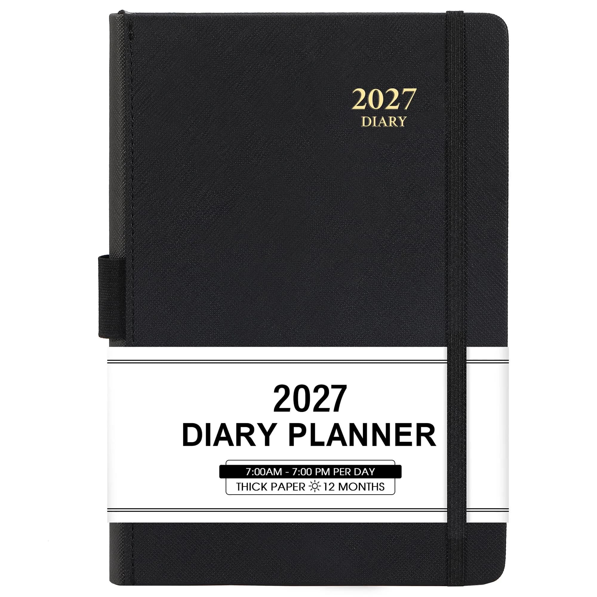 Feteulo 2027 Appointment Book & Planner - Jan-Dec 2027 | Daily Hourly Schedule, Faux Leather Cover, Premium Paper, Pen Holder, Inner Pocket - main product image