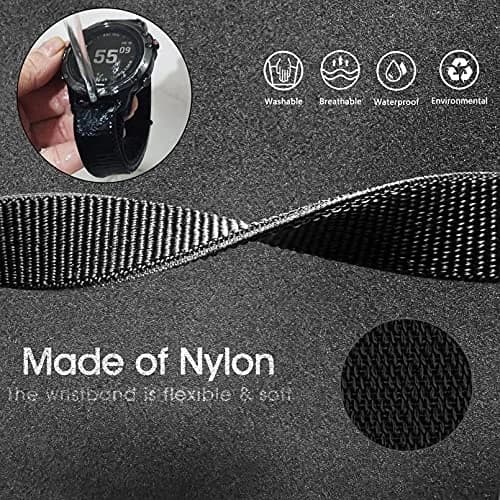 Abanen Woven Nylon Watch Band for Garmin Fenix 8 47mm/ Instinct 3 45mm (22mm, Black) | Quick Release Sport Strap thumbnail 4