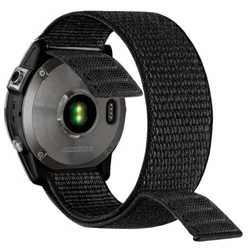 Abanen Woven Nylon Watch Band for Garmin Fenix 8 47mm/ Instinct 3 45mm (22mm, Black) | Quick Release Sport Strap thumbnail 2
