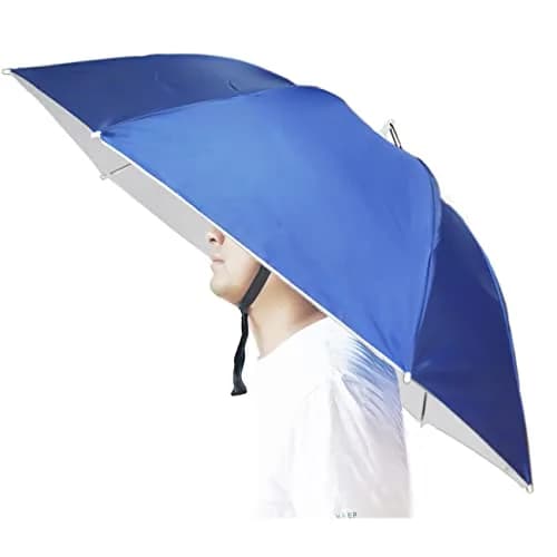 Bocampty Umbrella Hat, 37 inch Diameter, Blue | Hands-Free UV Protection for Fishing & Outdoors thumbnail 1