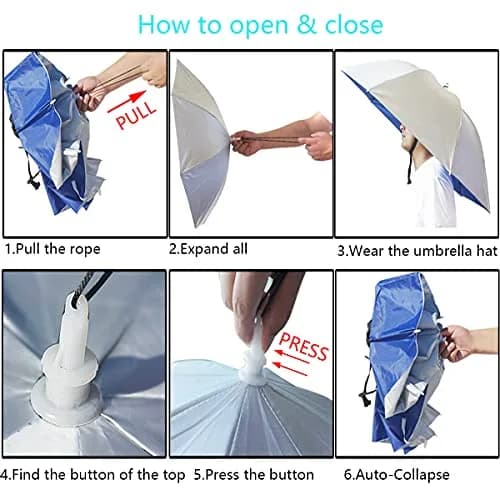 Bocampty Umbrella Hat, 37 inch UV Protection Sunshade for Fishing & Outdoors thumbnail 5