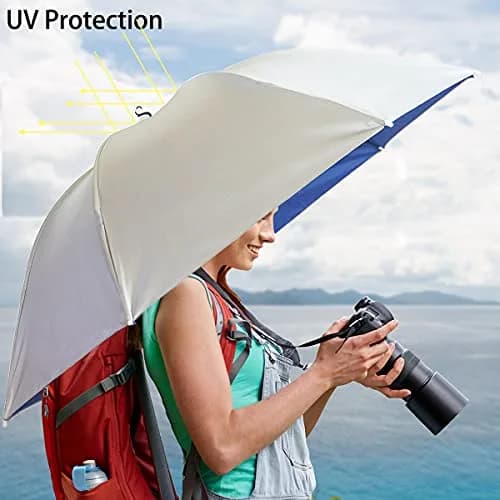 Bocampty Silver-Blue Umbrella Hat, 37 inch Diameter, Hands-Free UV Protection for Fishing & Outdoors thumbnail 3