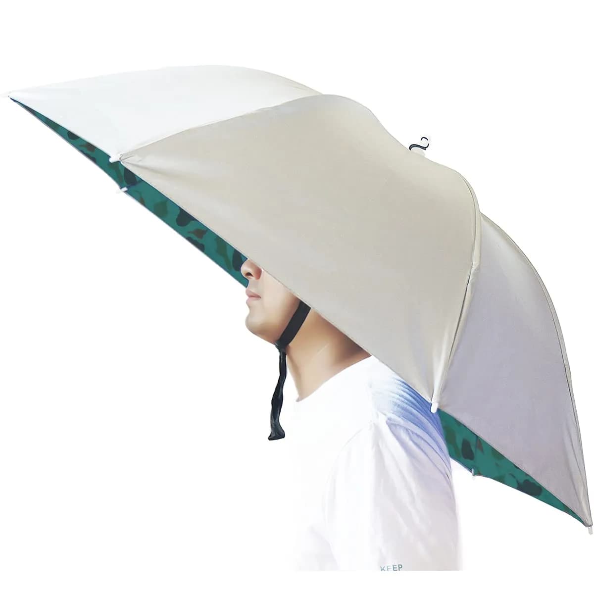 Bocampty Umbrella Hat - Silver-Camouflage, 37 inch Diameter, Hands-Free UV Protection