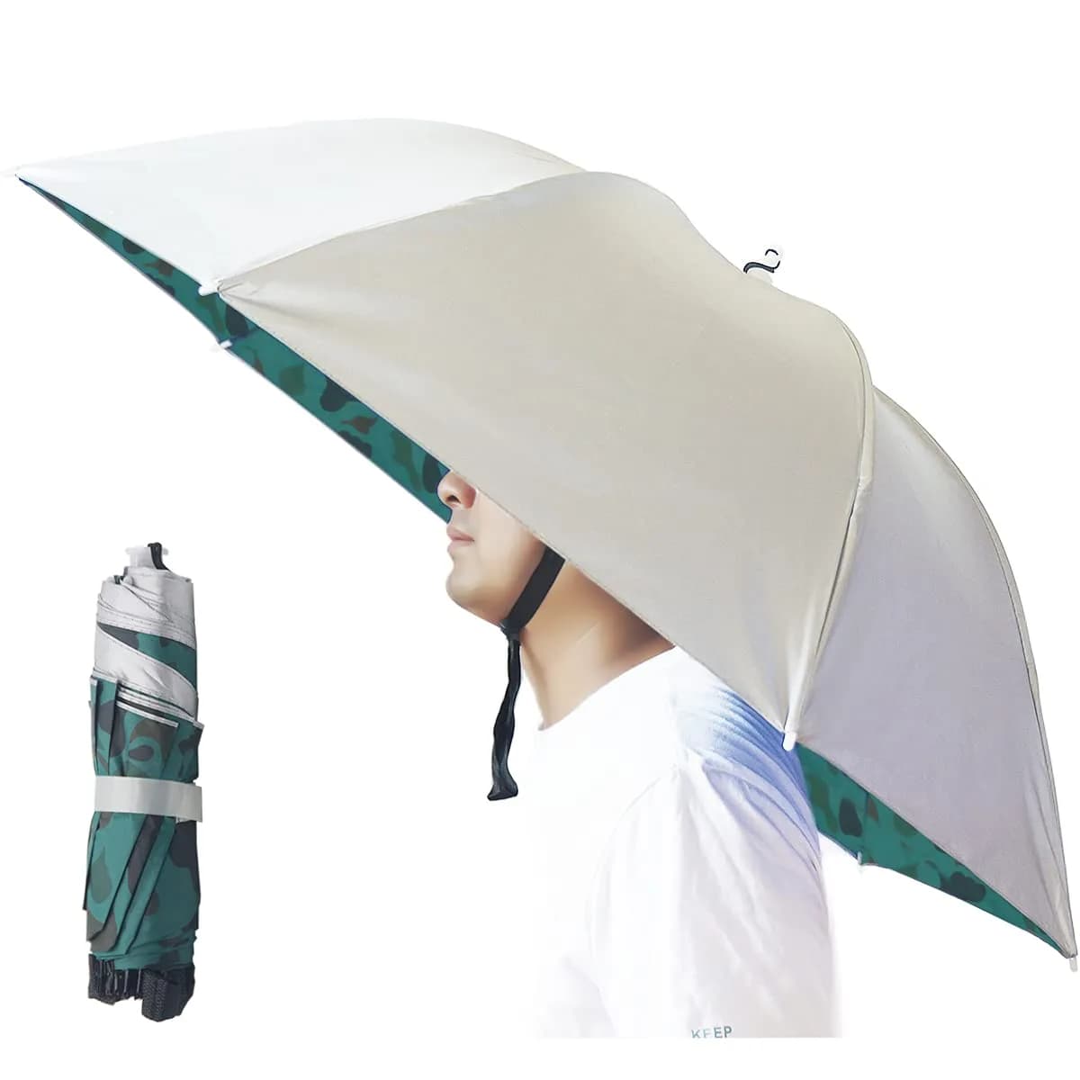 Bocampty Silver-Camouflage Umbrella Hat (2 Pack) - Hands-Free UV Protection for Outdoors