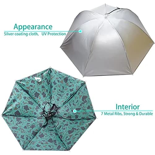 Bocampty Silver-Camouflage Umbrella Hat (2 Pack) - Hands-Free UV Protection for Outdoors thumbnail 2