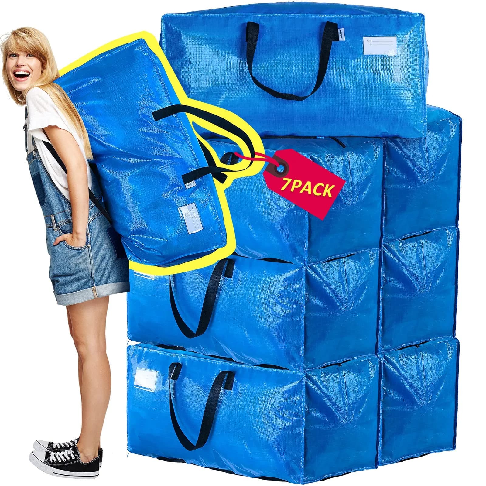 AlexHome Heavy Duty Extra Large Moving Bags 29"L x 14"H x 15"D | Waterproof, Tear-Resistant, 7 Pack - main product image