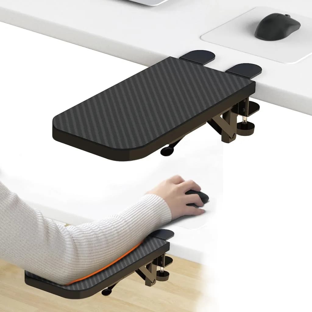 HONJIE Ergonomic Arm Support Panel for Desk, Black, 36cm (14 inch) | Sturdy Mouse Arm Support for Home & Office
