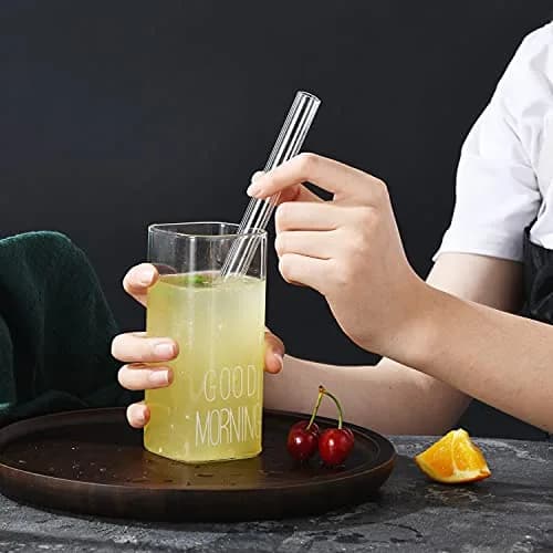 ALINK Reusable Glass Boba Straws 22.86 cm (9 in) x 14 mm | Extra Wide Clear Smoothie Straws for Bubble Tea thumbnail 7