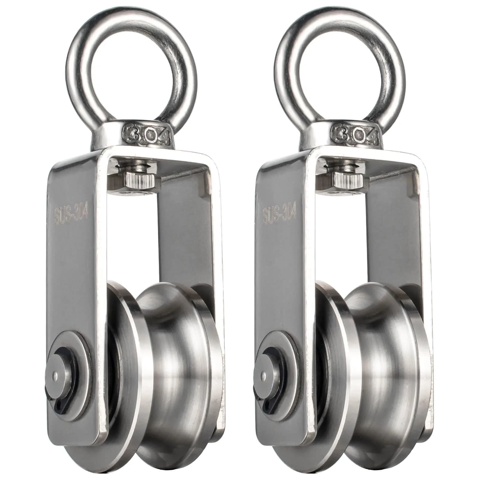 SHINICO Swivel Pulley Wheel Stainless Steel with 2 Bearings, 250kg (551lb) Load Capacity | Rope Pulley for Gym, Clothesline, Systems - main product image