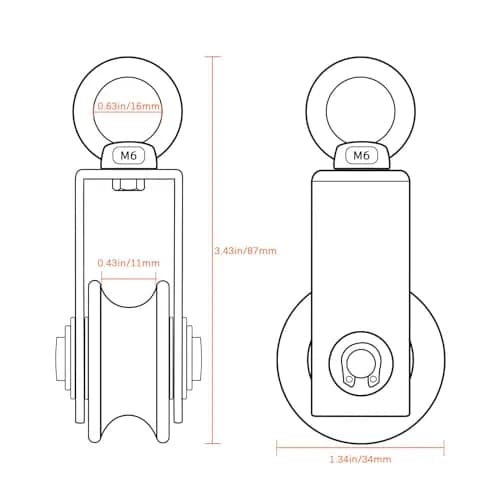 SHINICO Swivel Pulley Wheel Stainless Steel with 2 Bearings, 250kg (551lb) Load Capacity | Rope Pulley for Gym, Clothesline, Systems thumbnail 2