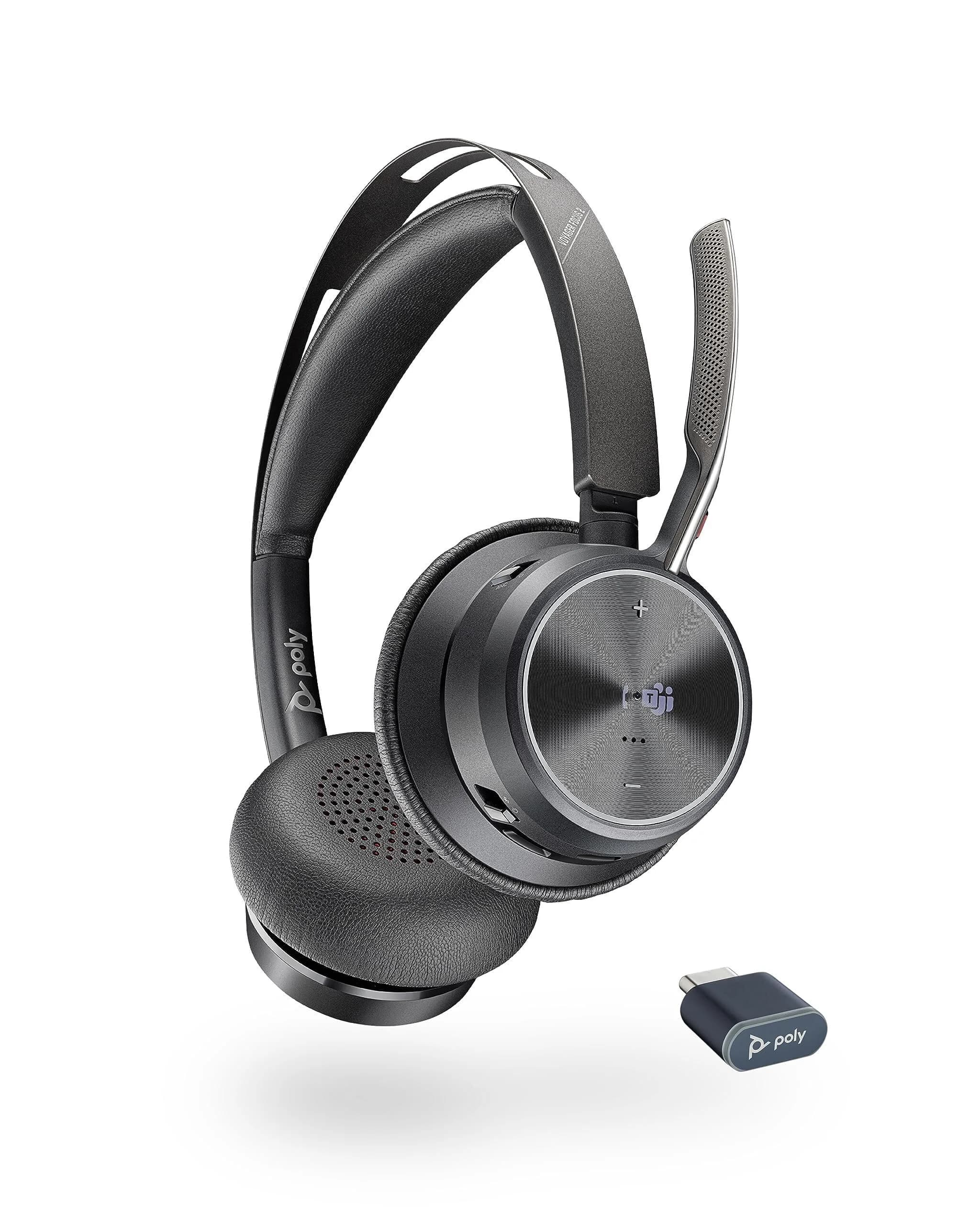 Poly Voyager Focus 2 UC USB-A Headset with Boom Mic | Active Noise Canceling, 19-Hour Talk Time — Headset, Teams Version