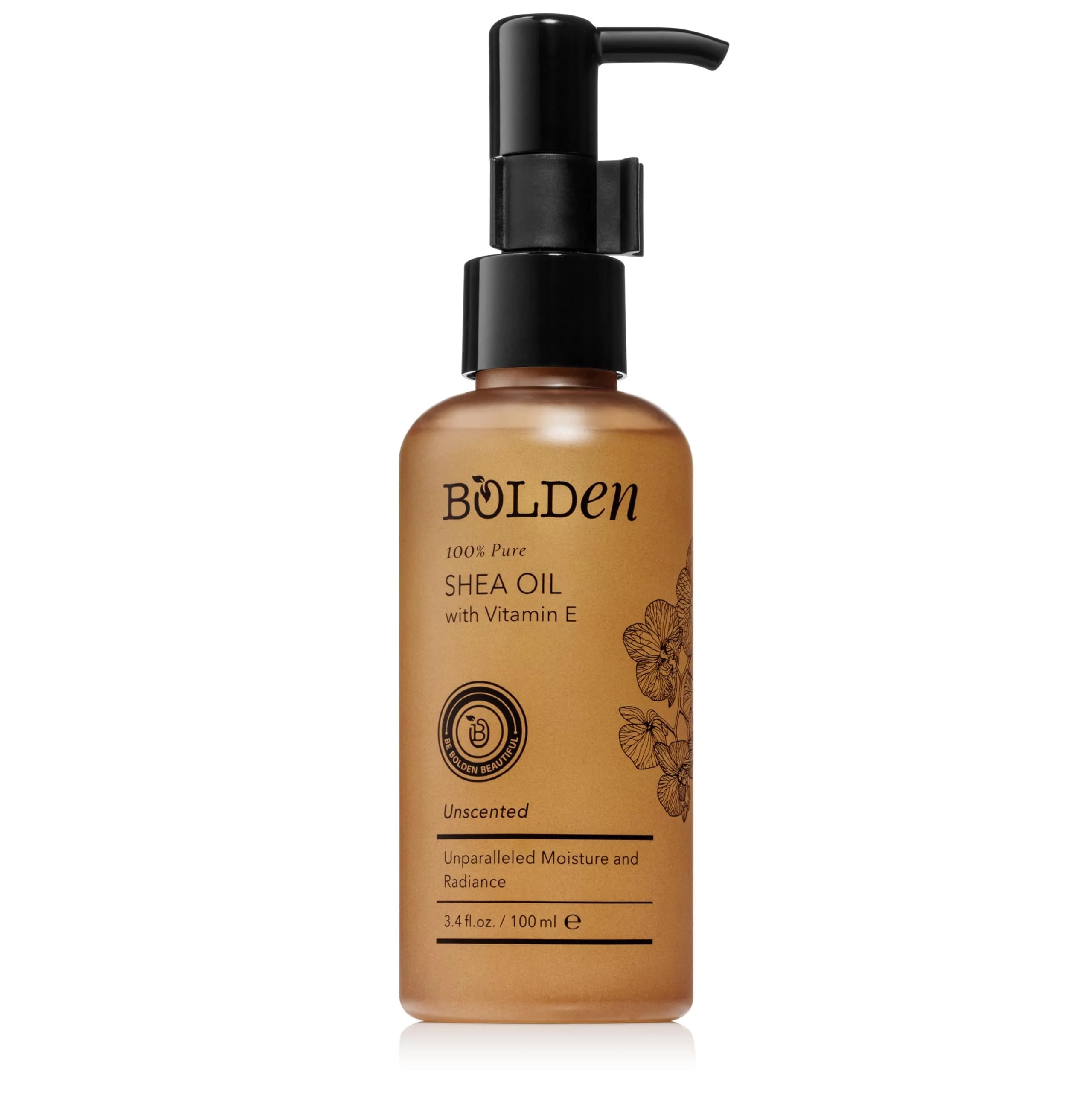 BOLDEN Shea Oil with Vitamin E | 100% Natural | 100 ml (3.4 fl oz) | Fragrance-Free for Skin & Hair