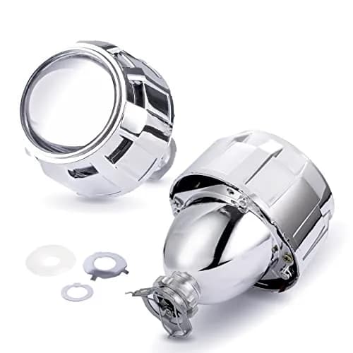 YUFANYA 2.5Inch Mini Projector Lens with Silver Shrouds | High/Low Beam Fit for H1 H4 H7 Car Motorcycle Retrofit thumbnail 1