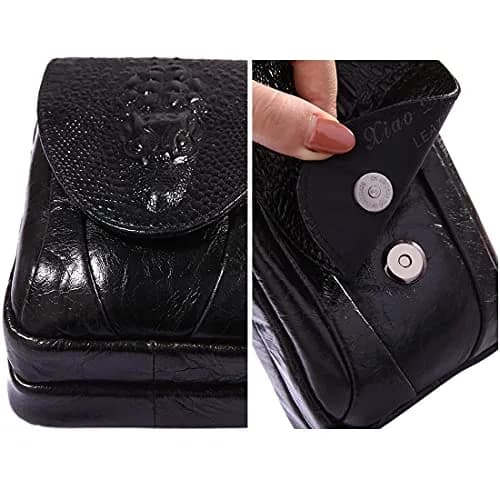 Hebetag Crocodile Leather Phone Belt Bag Waist Pack 10cm x 18cm | Vintage Style for Travel & Outdoor thumbnail 3