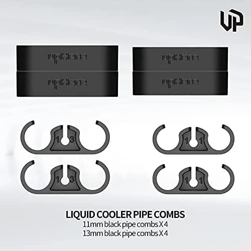 upHere Water Cooling Pipe Buckle Set 8 pcs | Compatible for Tubes Up to 13mm, Black thumbnail 2